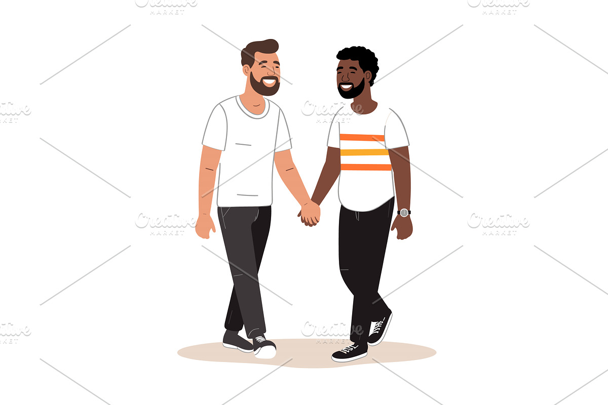 Two men holding hands walking, a Person Illustration by Vectorstockersland