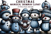Whimsical Christmas Snowman Clipart, an Illustration by Libby Wishes (Thumbnail 1 of 7)