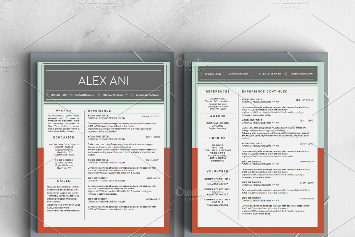 Alex Ani Modern 2-Page Resume, a Resume Template by Stand Out Shop (Photo 2 of 4)