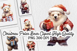 Christmas Polar Bear Clipart