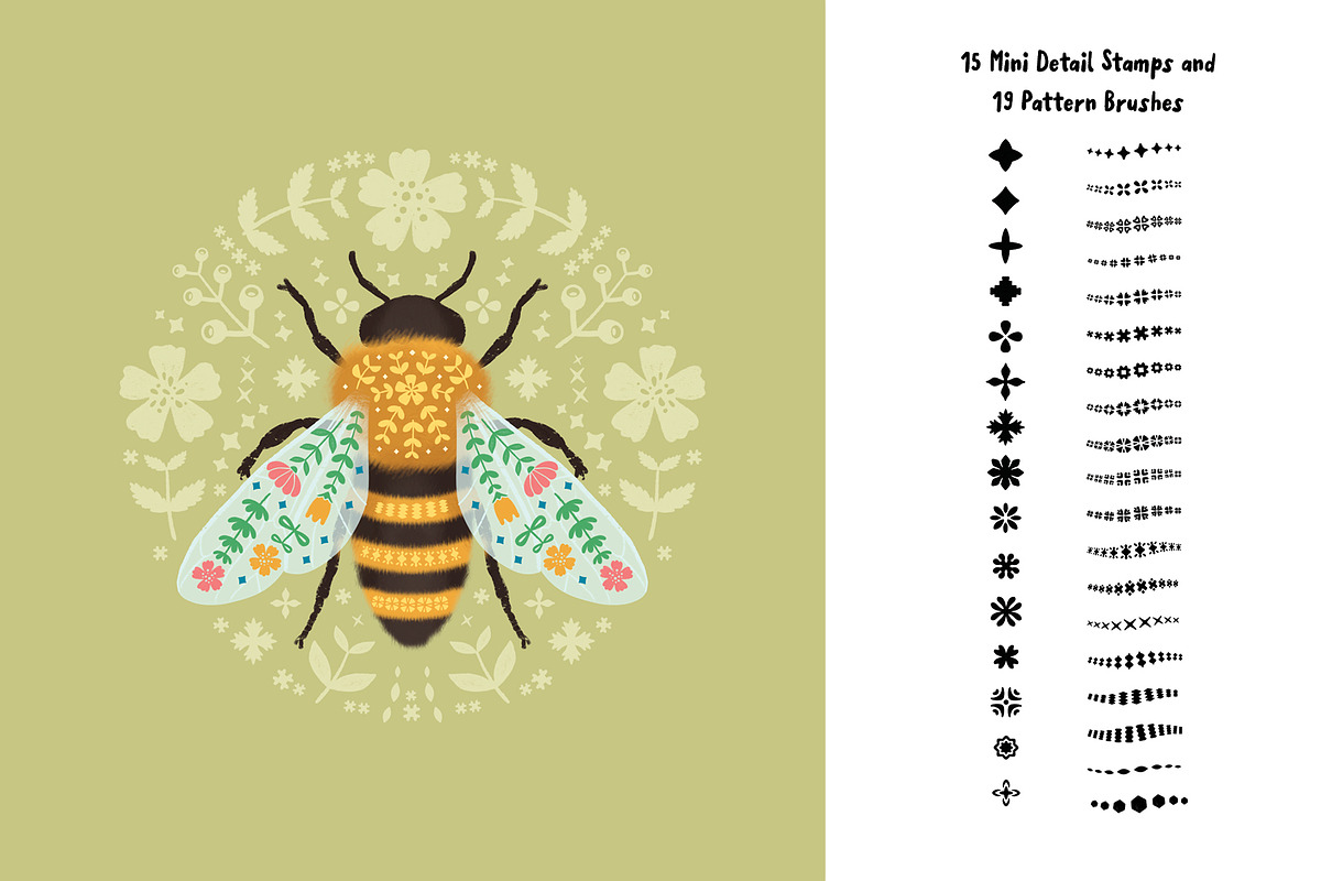 Bee Creator: 100 Procreate Brushes, a Brush Add-On by Pencil Twist (Photo 6 of 11)
