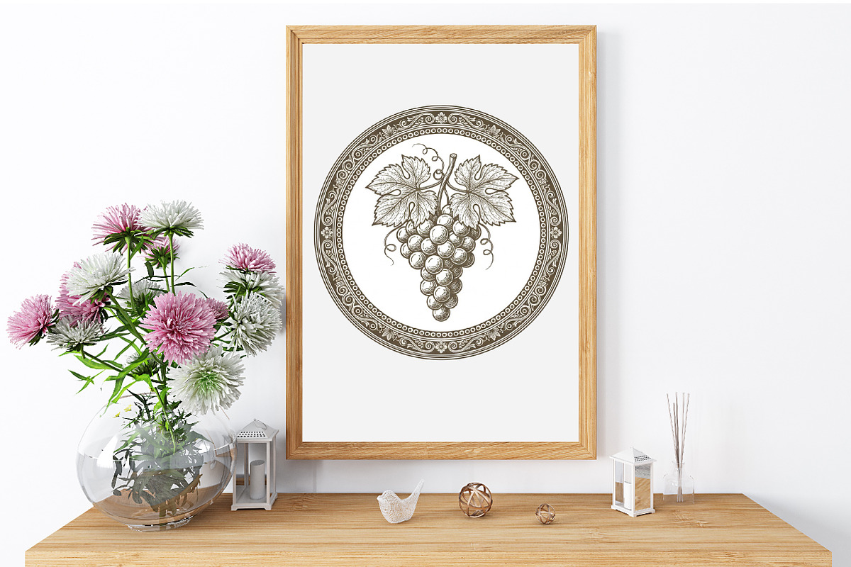 Vintage Grapes Label Printable, an Illustration by GatewayDesign (Photo 4 of 6)