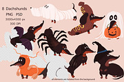 Halloween Dachshunds, a Seasonal Illustration by YuNa (Thumbnail 3 of 15)