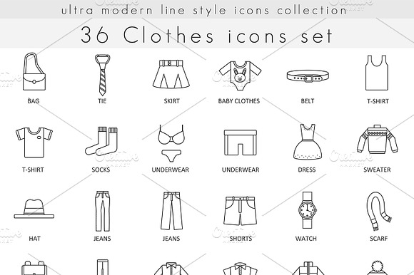 Clothes Footwear Line Icons Set.