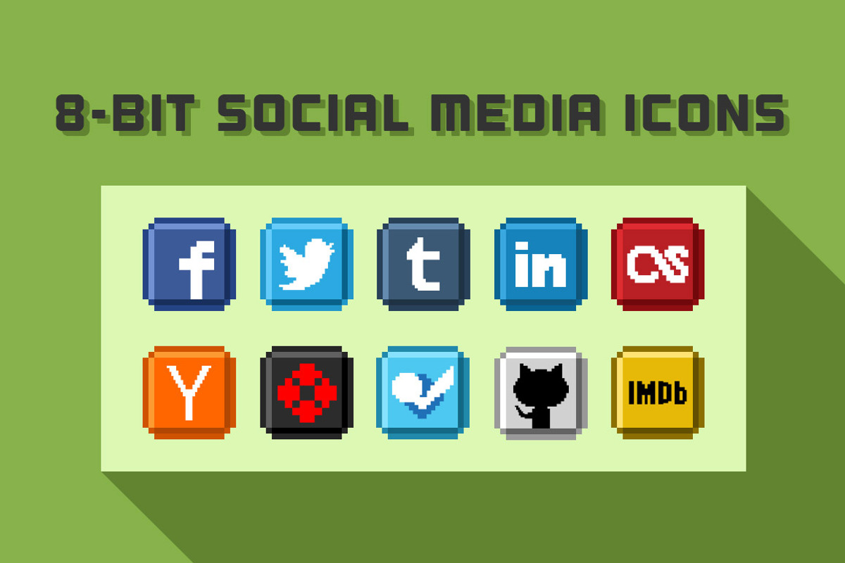 8-bit Social Media Icons, an Icon by Little Pixel Shop