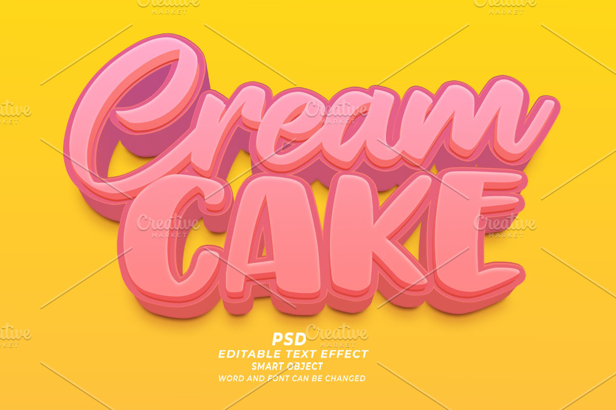 Cream Cake 3D Editable Text Effect, a Layer Style Add-On by TrueVector (Photo 1 of 2)
