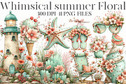 Whimsical summer floral Clipart, an Illustration by Designworld (Thumbnail 1 of 8)