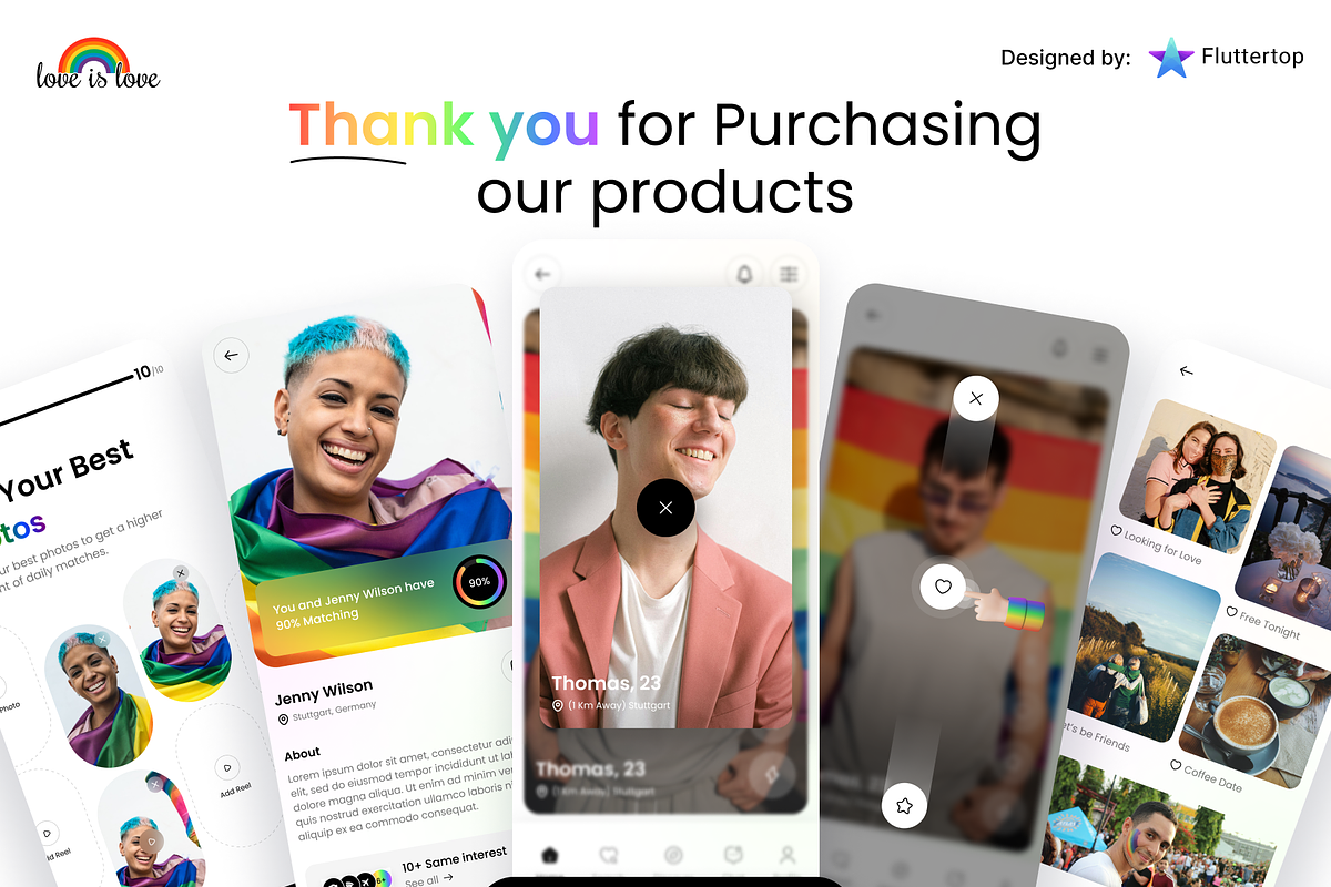 LoveisLove: LGBTQ+ Dating App UI Kit, an UI Kit Template by Fluttertop (Photo 7 of 8)