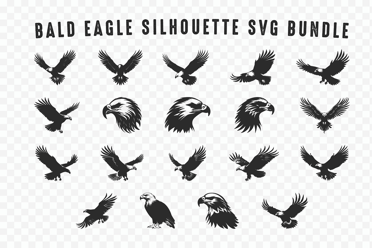 Bald Eagle SVG Silhouette Set, an Animal Illustration by Gfx Expert Team (Photo 2 of 3)