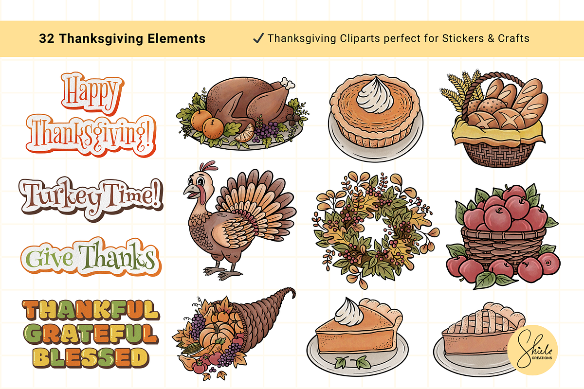 Thanksgiving Clipart Set - Colored, a Seasonal Illustration by shielscreations (Photo 3 of 4)