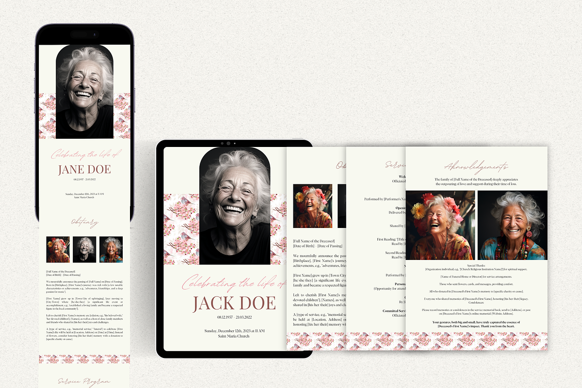 Funeral Program Template Set I Canva, an Invitation Template by The Social Stuff (Photo 8 of 10)