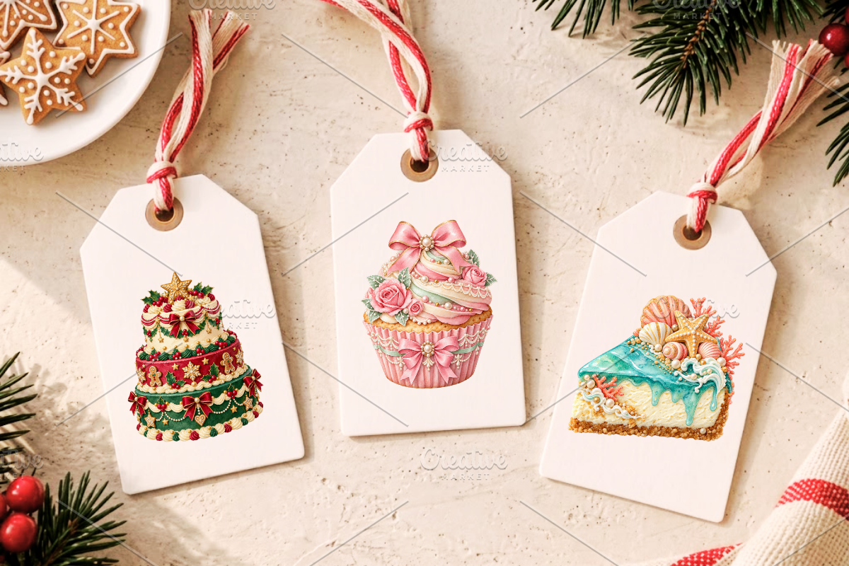 Christmas Bakery Watercolor Cliparts, a Food Illustration by Ink Gallery (Photo 7 of 13)