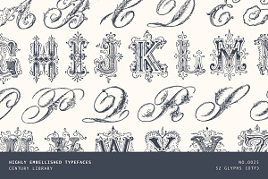 Ornate Victorian Drop Capitals, a Script Font by Century Library