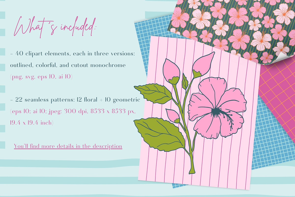 Summer florals & geometric patterns, a Decorative Illustration by CapriceMeDesigns (Photo 2 of 18)