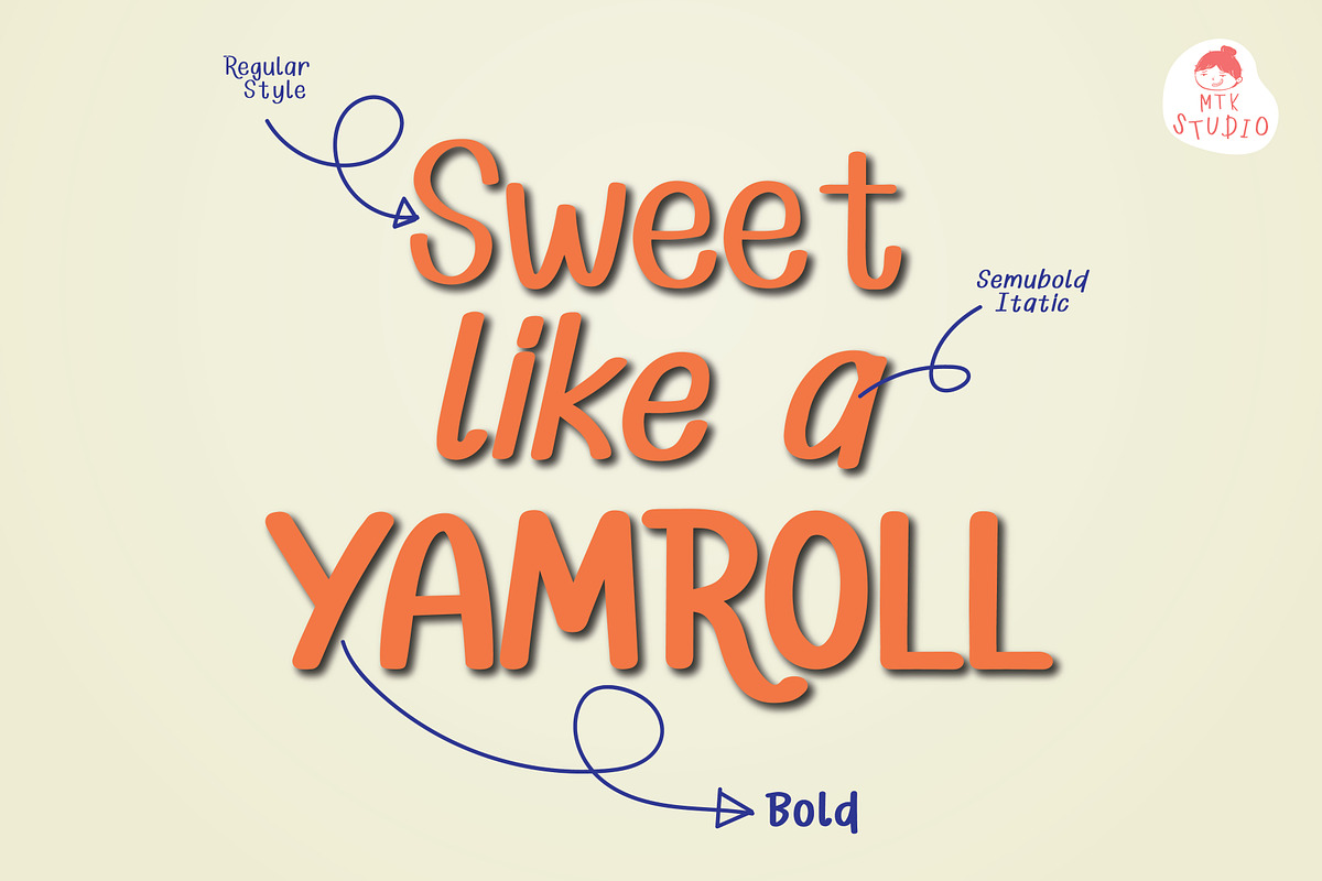 MTKYamroll Font - Cute Handwriting, a Handwritten Font by MTK Studio (Photo 3 of 6)