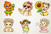 Watercolor Summer Cute Baby Girl PNG, an Illustration by RobertsArt (Thumbnail 2 of 5)