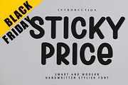 Sticky Price, a Script Font by FreshTypeINK (Thumbnail 1 of 8)