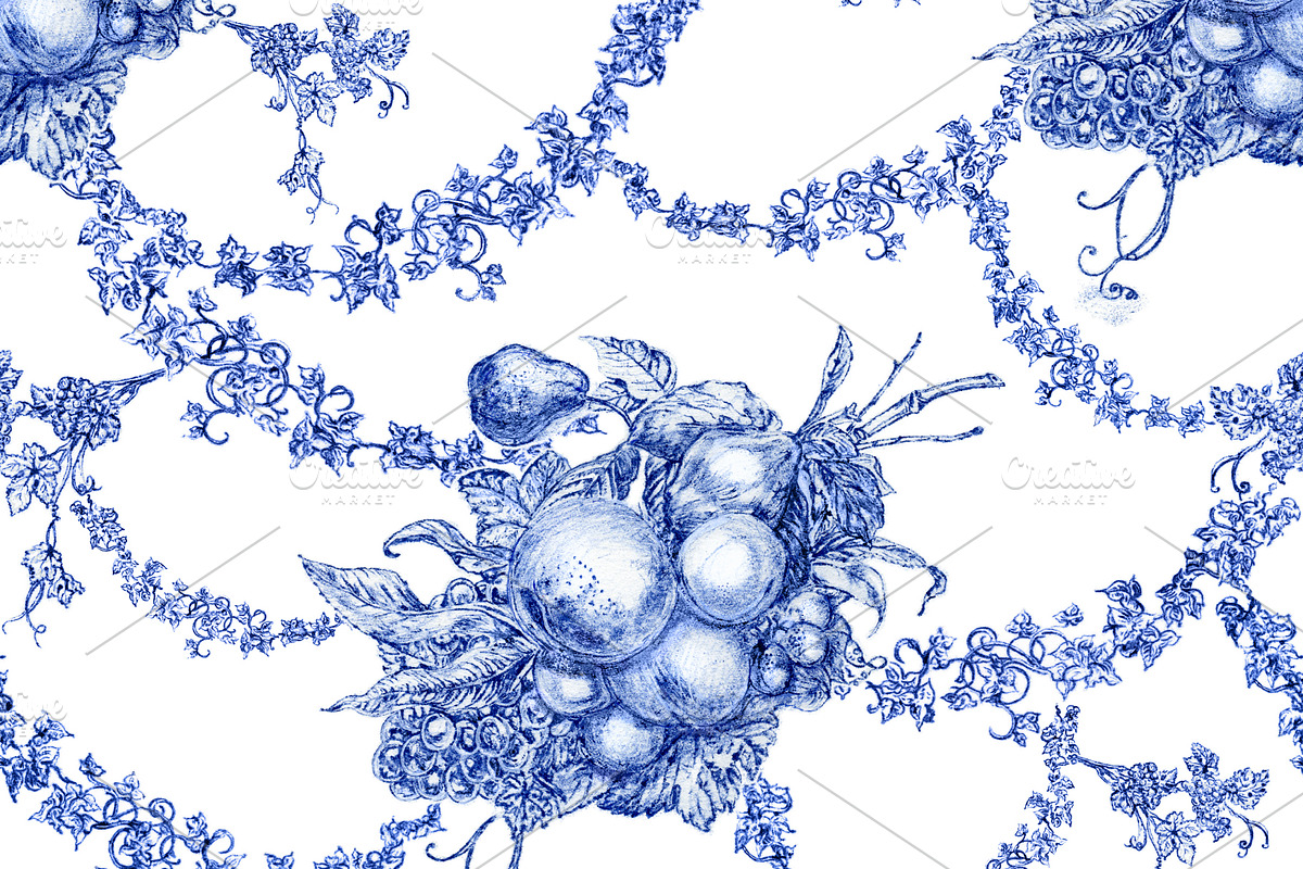 Toile De Jouy - Fruit Bouquet, a Pattern Graphic by YvY (Photo 2 of 3)