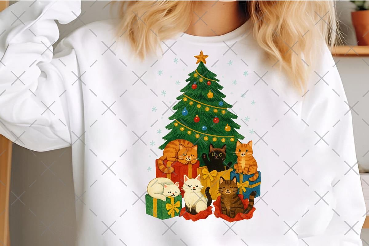 Cute Cats Christmas Tree, an Illustration by Craft Nest (Photo 3 of 6)