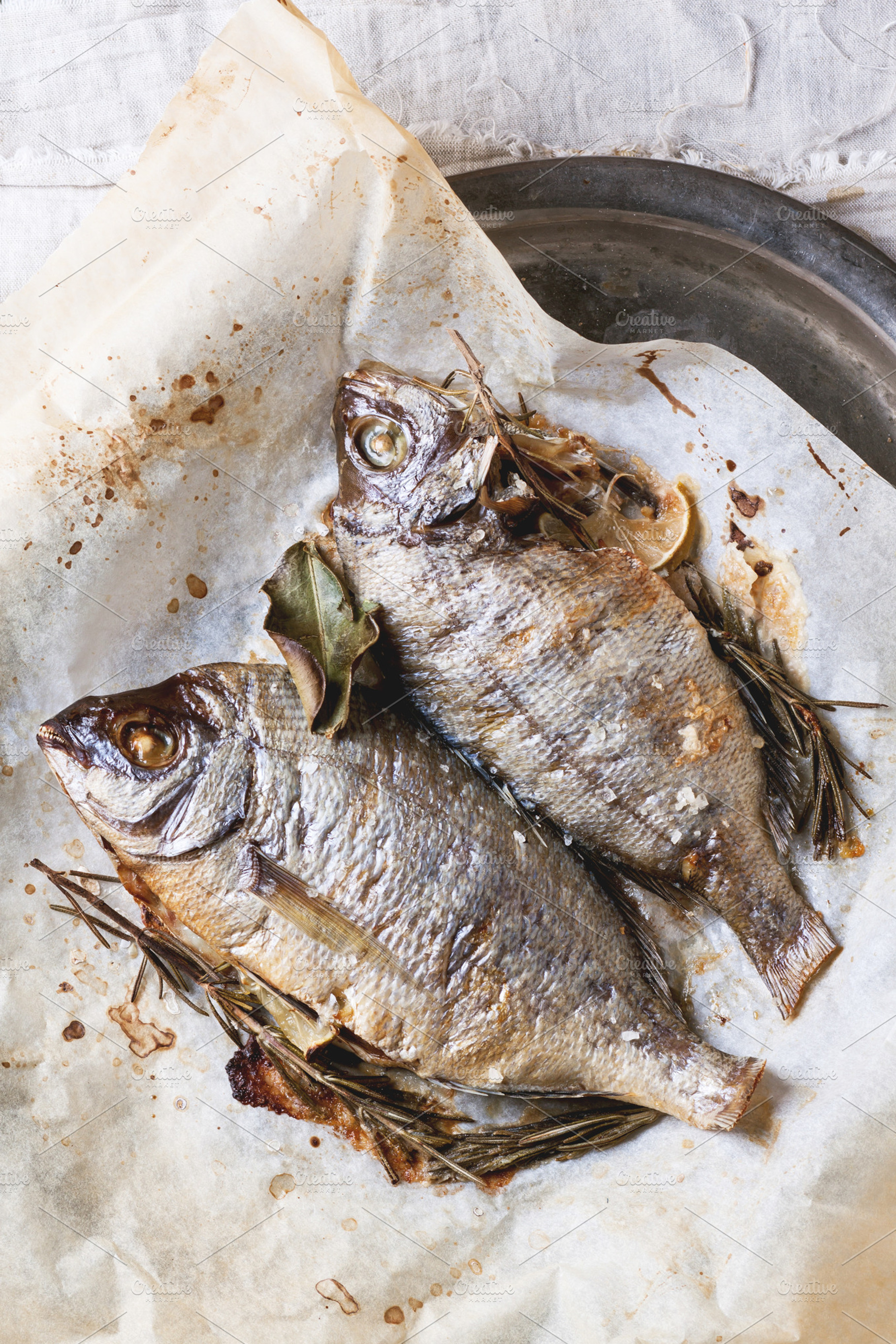 Grilled dorado fish stock photo containing fish and food