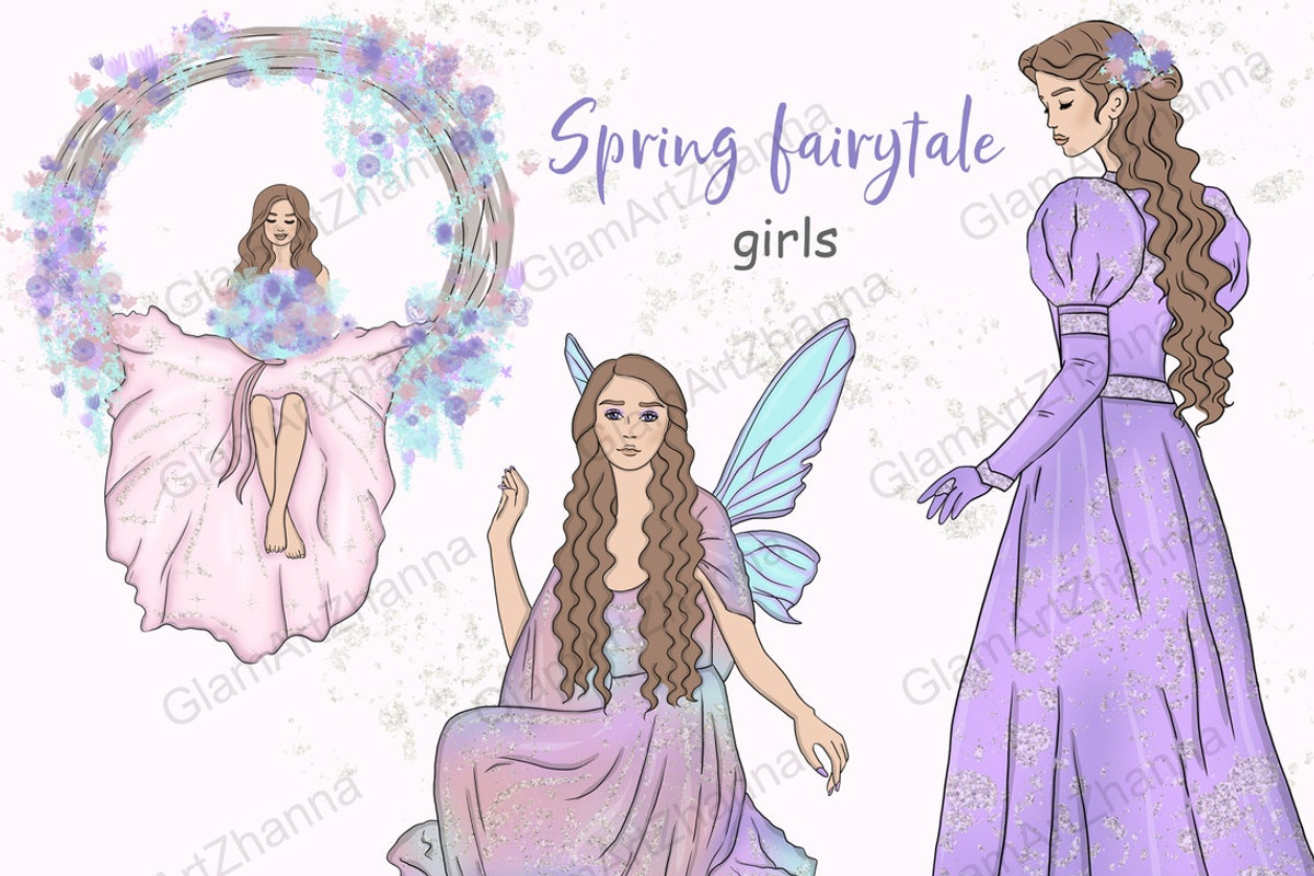 Spring Fairy Tale Girls Clipart, a Person Illustration by GlamArtZhanna (Photo 1 of 4)