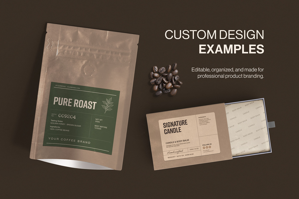 Product Packaging Label Template Set, a Stationery Template by BrandPacks
