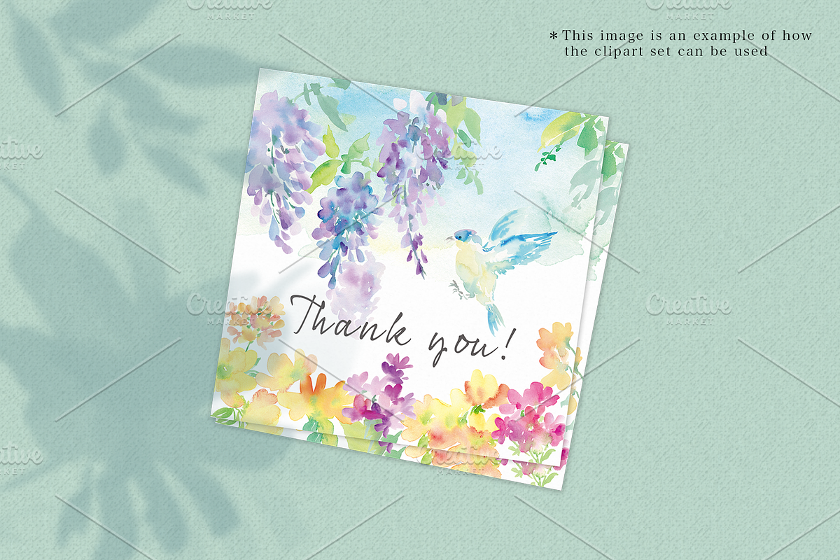 Blue birds watercolor clipart set, a Decorative Illustration by Sawango Designs (Photo 3 of 4)