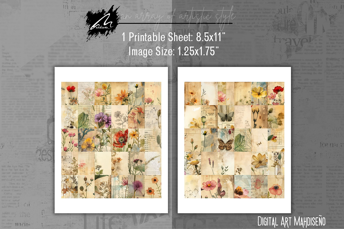 Mini Botanical Junk journal Kit, a Decorative Illustration by Digital Art Mahdiseño (Photo 5 of 11)