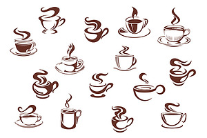 Assorted Brown Cups Of Hot Coffee