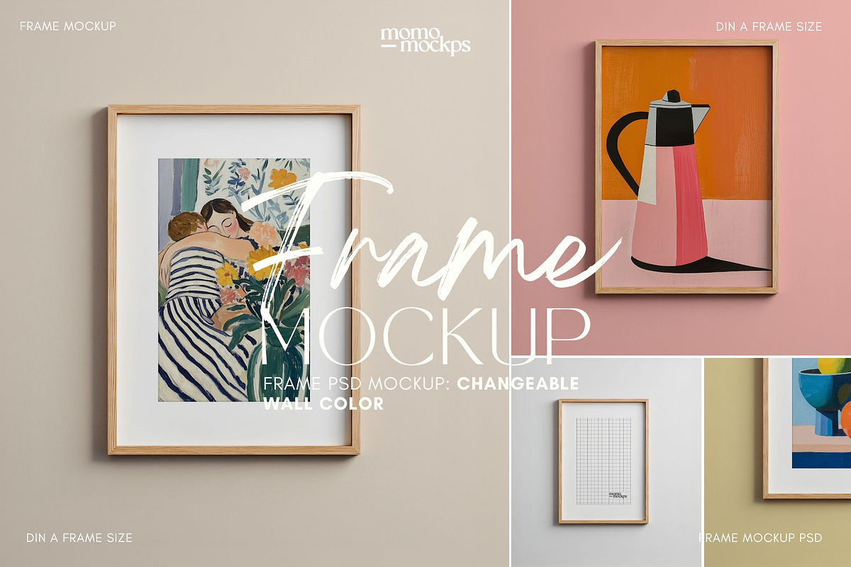 Wall Art Poster Frame Mockup | PSD, a Household Mockup by momomockps (Photo 2 of 7)