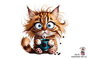 Kitten Drinking Coffee PNG Bundle, a Graphic by Clipart Bloom (Thumbnail 11 of 13)