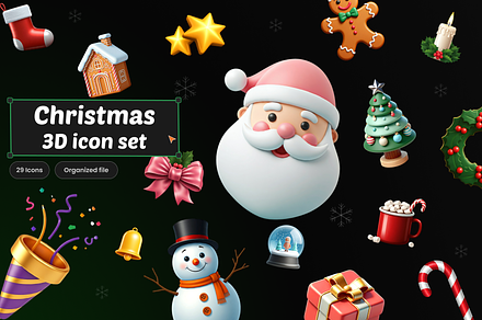 3D Christmas Icons set