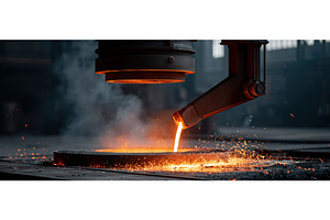 Molten Steel Pouring into a Large, an Industrial Photo by piter.goskov