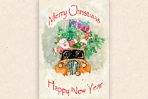 Watercolor Christmas Greeting Card