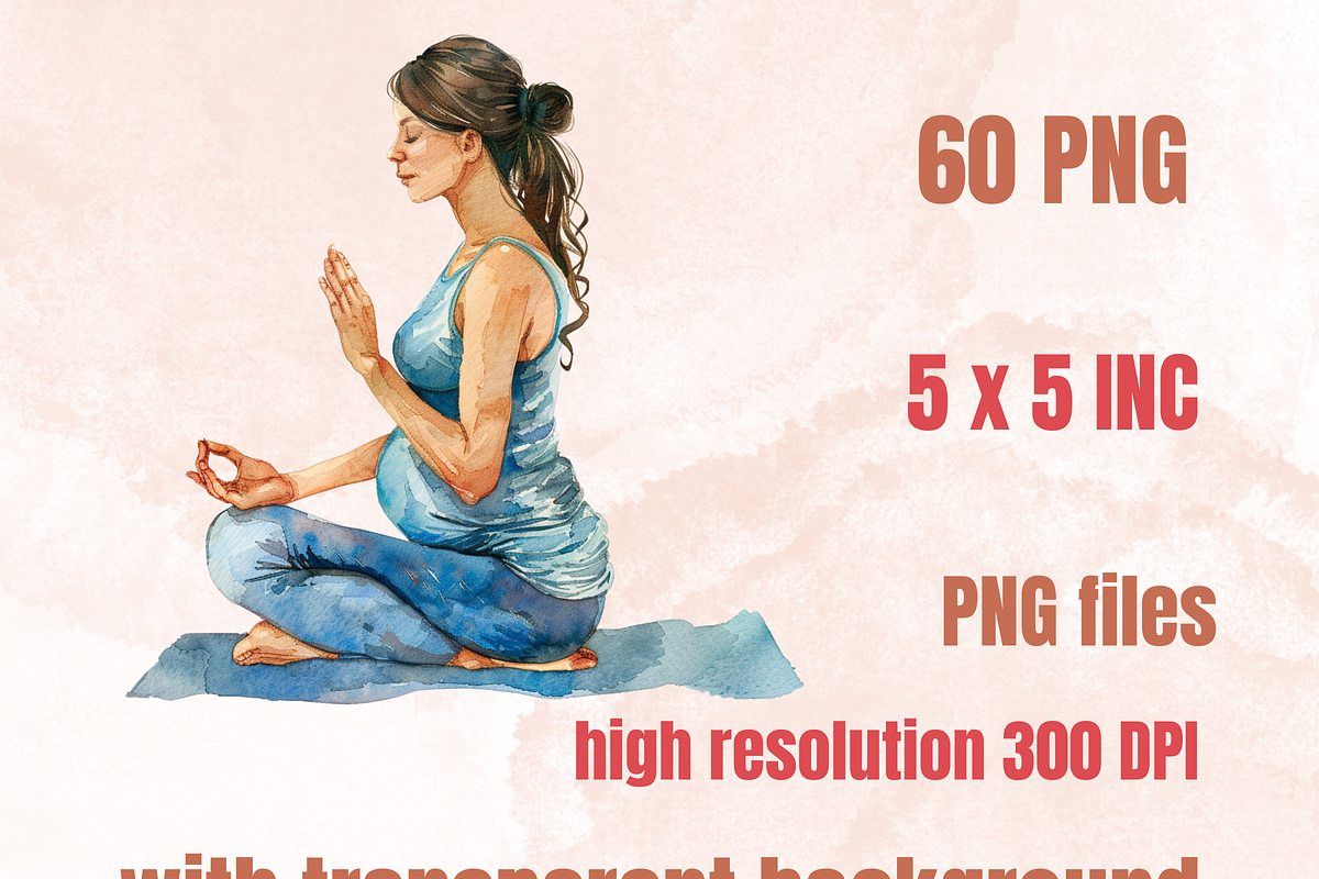 Watercolor Pregnant Clipart, a Graphic by GiraffeCreative (Photo 2 of 9)