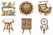 Watercolor Boho Interior Clipart, an Illustration by OK Design (Thumbnail 3 of 5)