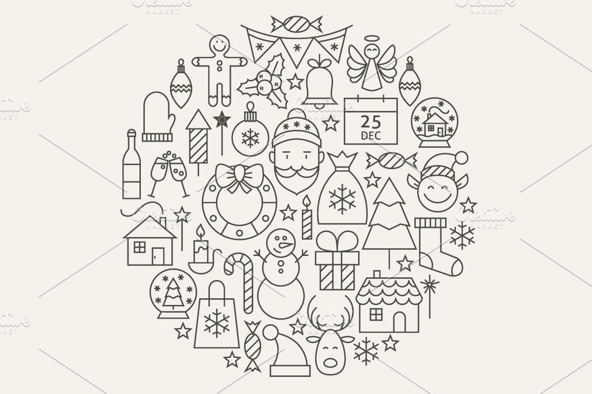 Christmas Line Art Icons, an Outline Icon by Anna_leni (Photo 5 of 5)