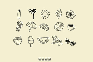 Icon Lineart Summer Beach, an Illustration by kalehstudio