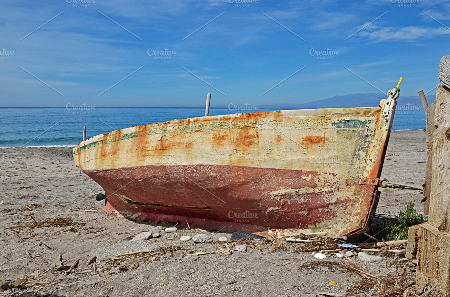 Old boat on the beach containing boat, beach, and nautical, a Transportation Photo by neftali77
