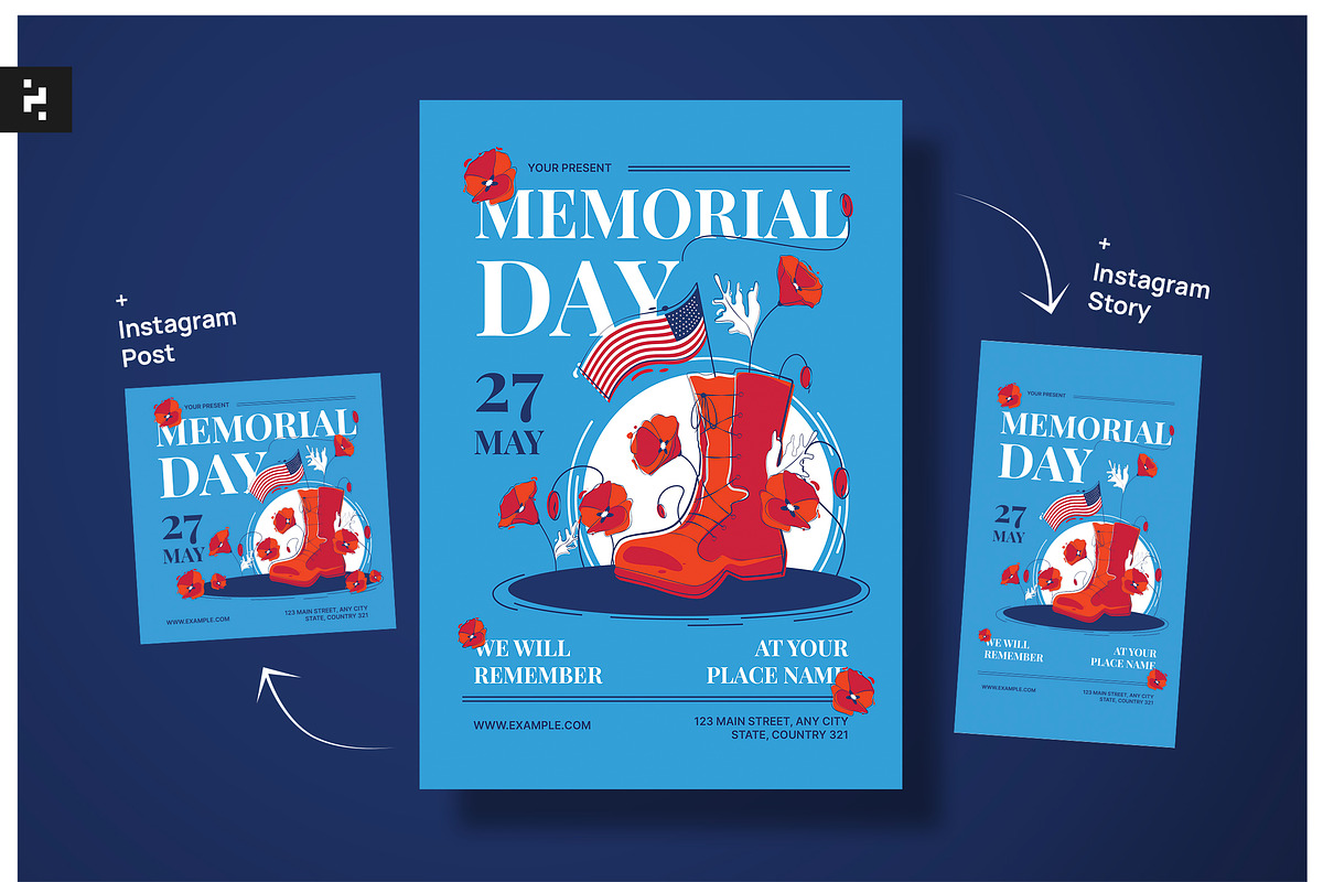 Blue Memorial Day Flyer, a Flyer Template by Neermana
