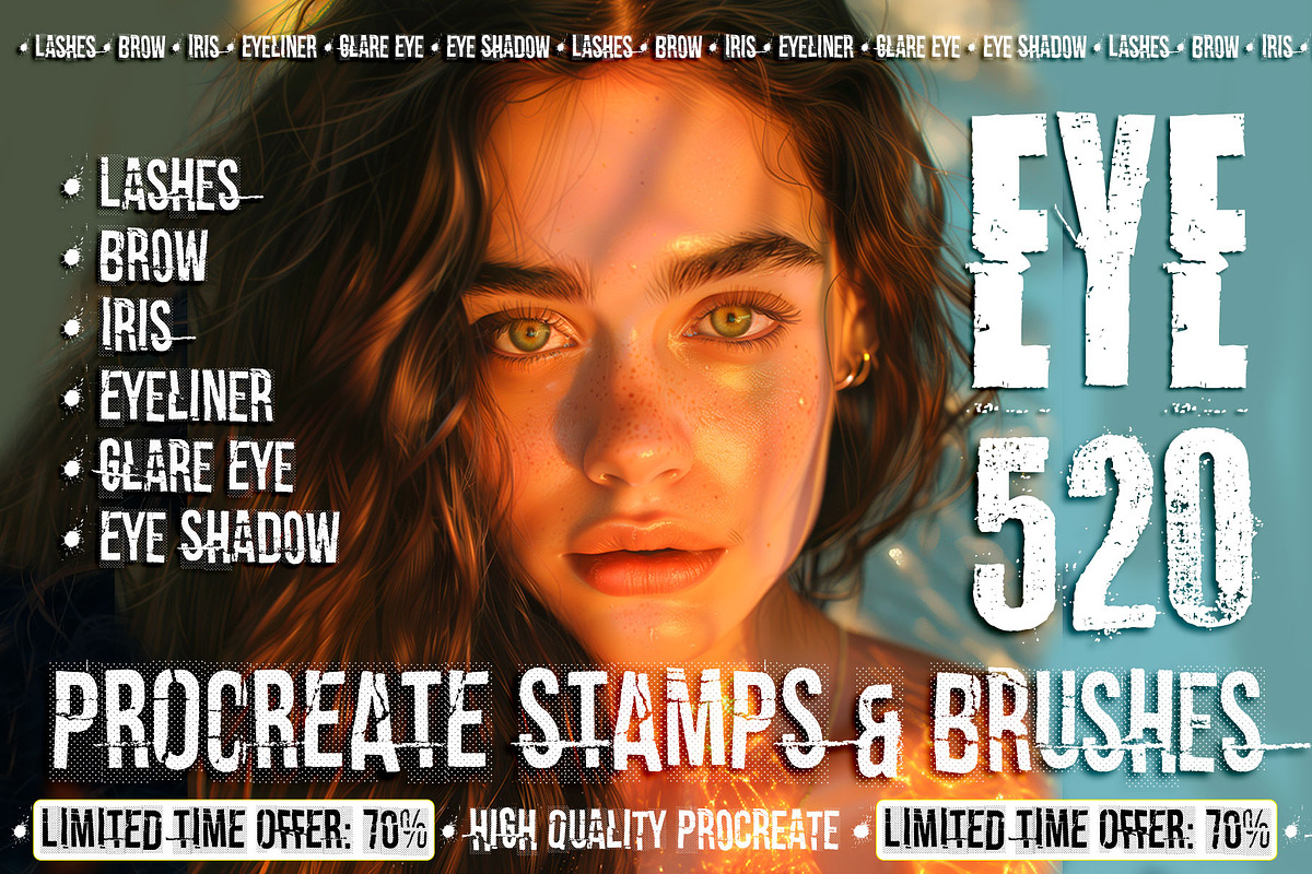 eye stamps procreate eye brushes, a Brush Add-On by SannaIllustrations (Photo 1 of 10)