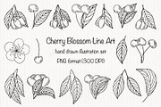 Cherry Blossom Line Art, a Seasonal Illustration by Iryna Mel (Thumbnail 1 of 10)