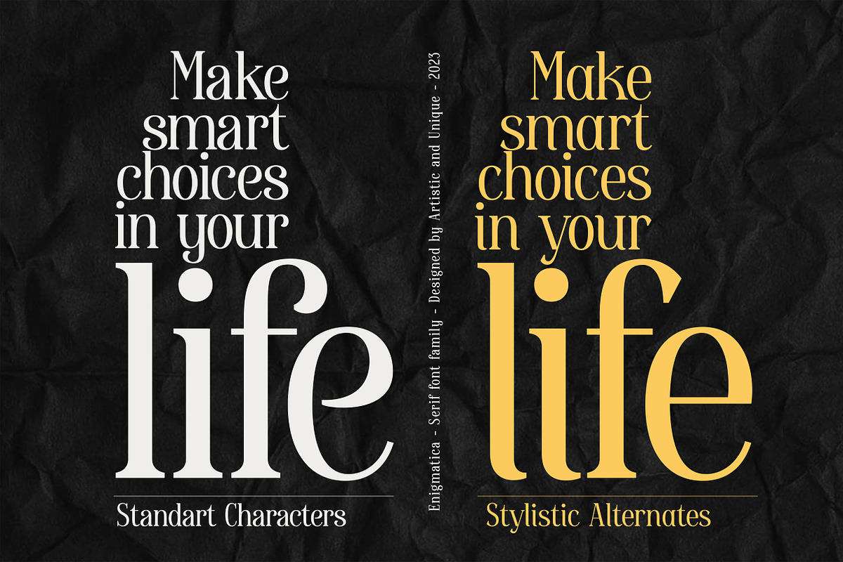 Enigmatica - Serif font family, a Serif Font by Artistic & Unique (Photo 11 of 15)