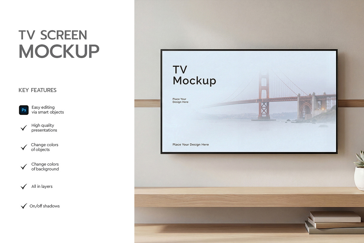 Smart TV Mockup, a Wearable Device Mockup by graphypix (Photo 2 of 4)