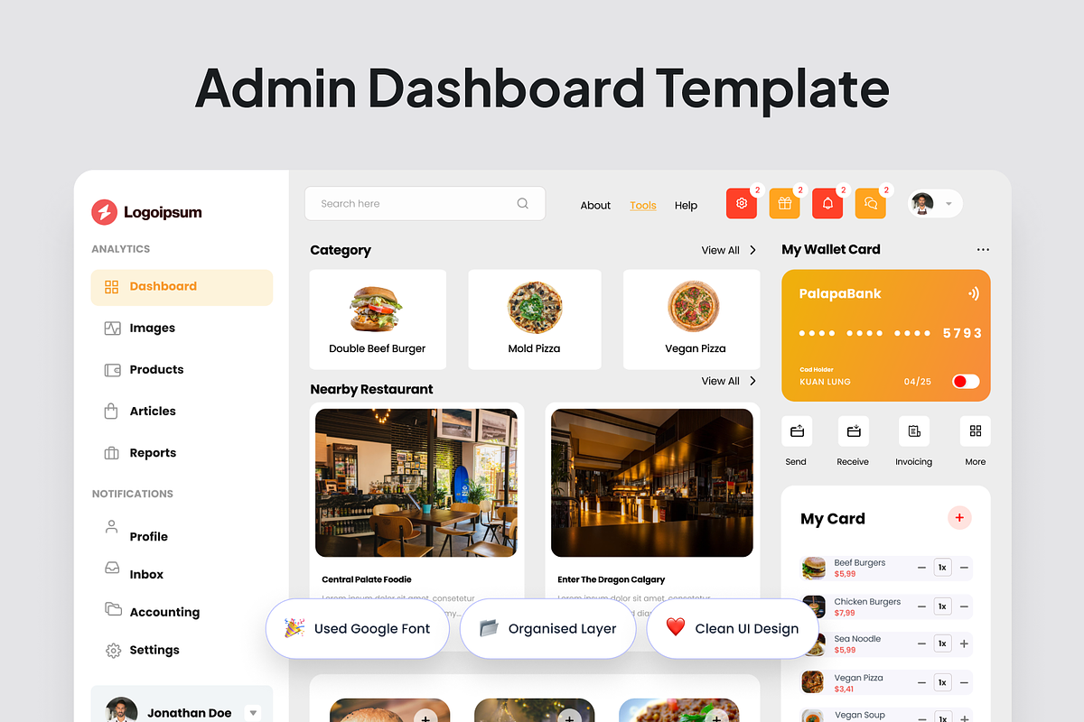 Makluwe - Food Admin Dashboard, an UI Kit Template by SquidPixey (Photo 2 of 5)