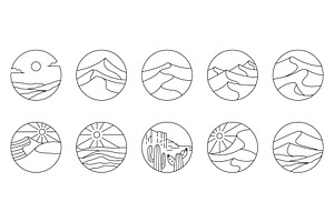 bundle desert lineart logo template, a Branding & Logo Template by Pyruos ID