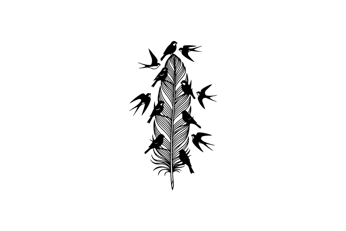 Boho Feather Silhouette Vector, an Object Graphic by jahid234 (Photo 9 of 51)