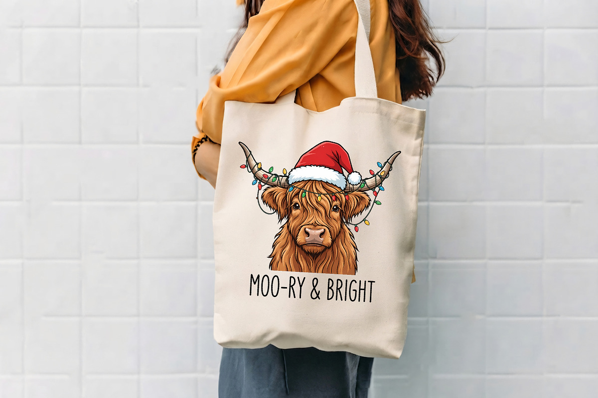 Moory Bright Highland Cow Christmas, a Seasonal Illustration by CrexoraLab (Photo 4 of 4)