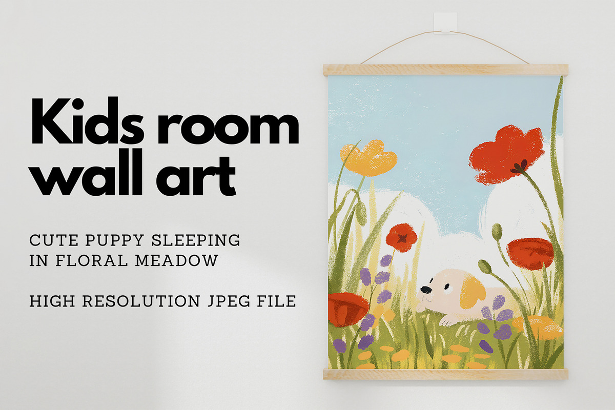 Cute Puppy Kids Wall Art, an Animal Illustration by Helga Wigandt (Photo 1 of 3)