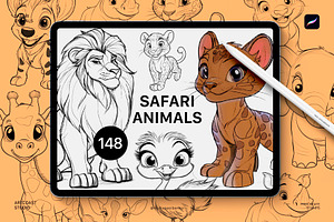 PROCREATE STAMP SAFARI ANIMALS, a Shape Add-On by Spasibenko Art